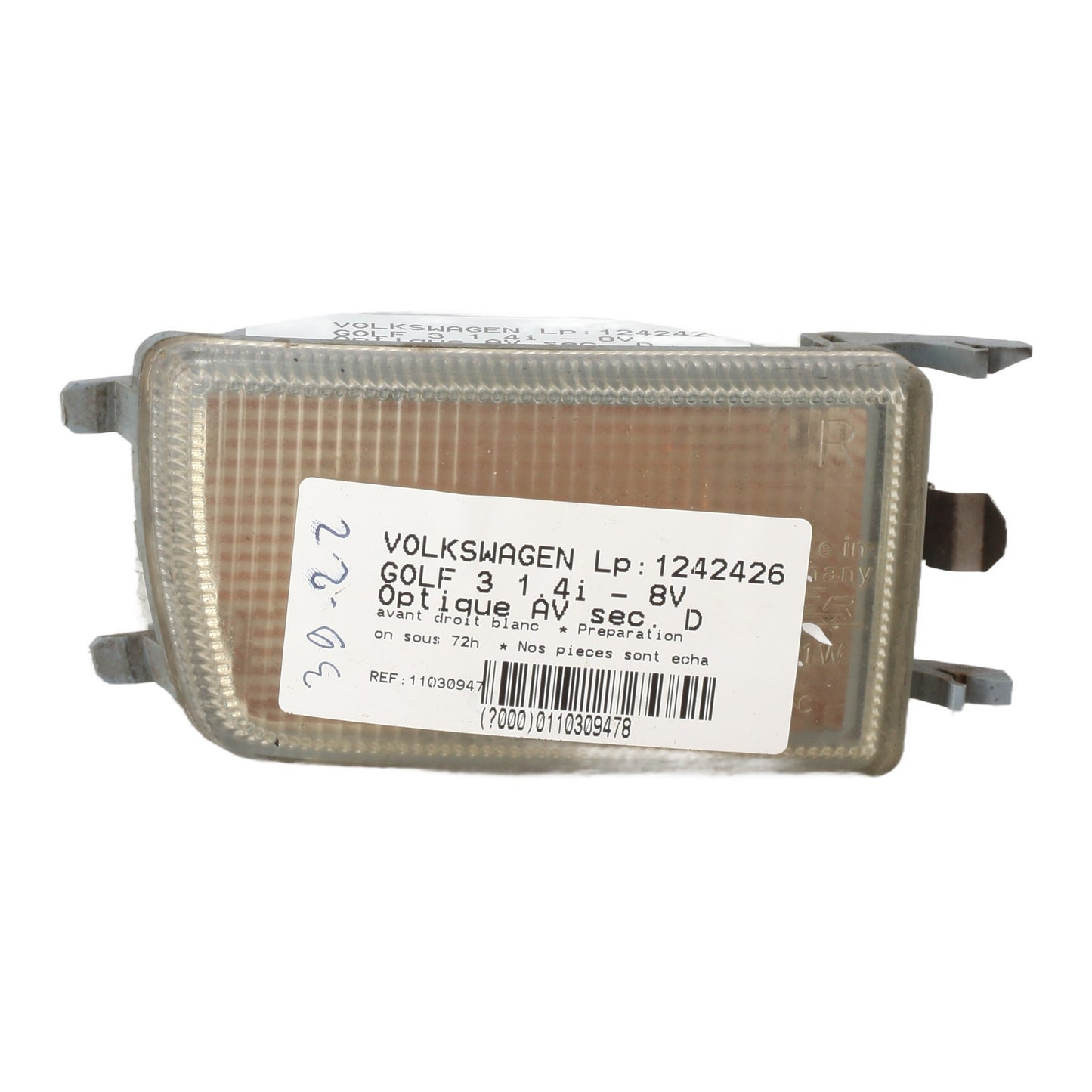 Optique avant secondaire droit (feux)(clignotant) - VOLKSWAGEN GOLF 3