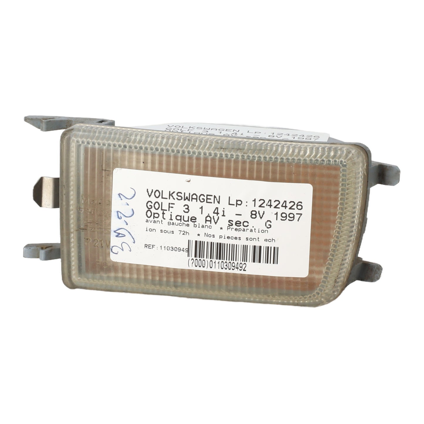 Optique avant secondaire gauche (feux)(clignotant) - VOLKSWAGEN GOLF 3