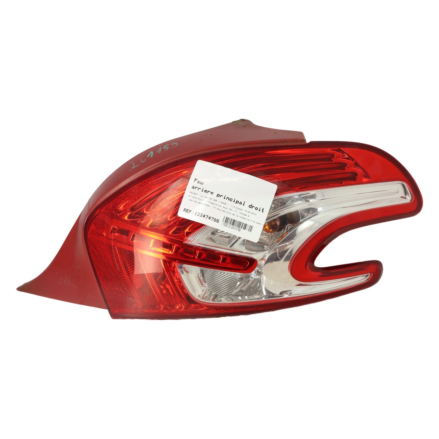 Feu arriere principal droit (feux) - PEUGEOT 208 1 PHASE 1